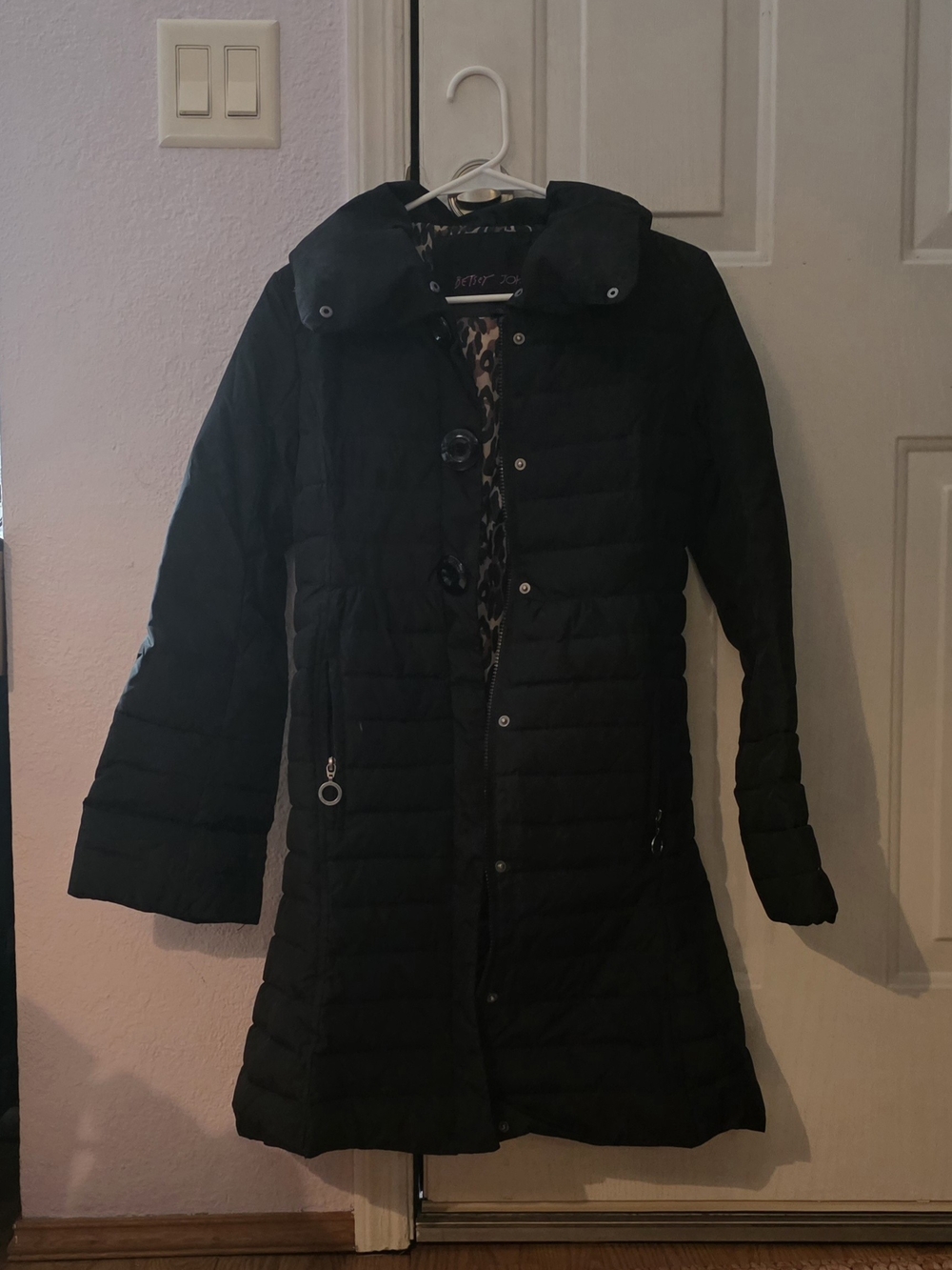 Betsey Johnson XS Black Quilted Long Puffer Coat